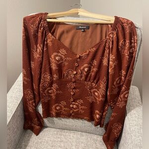 Madewell Preston Puff-Sleeve Top in Letterpress Floral